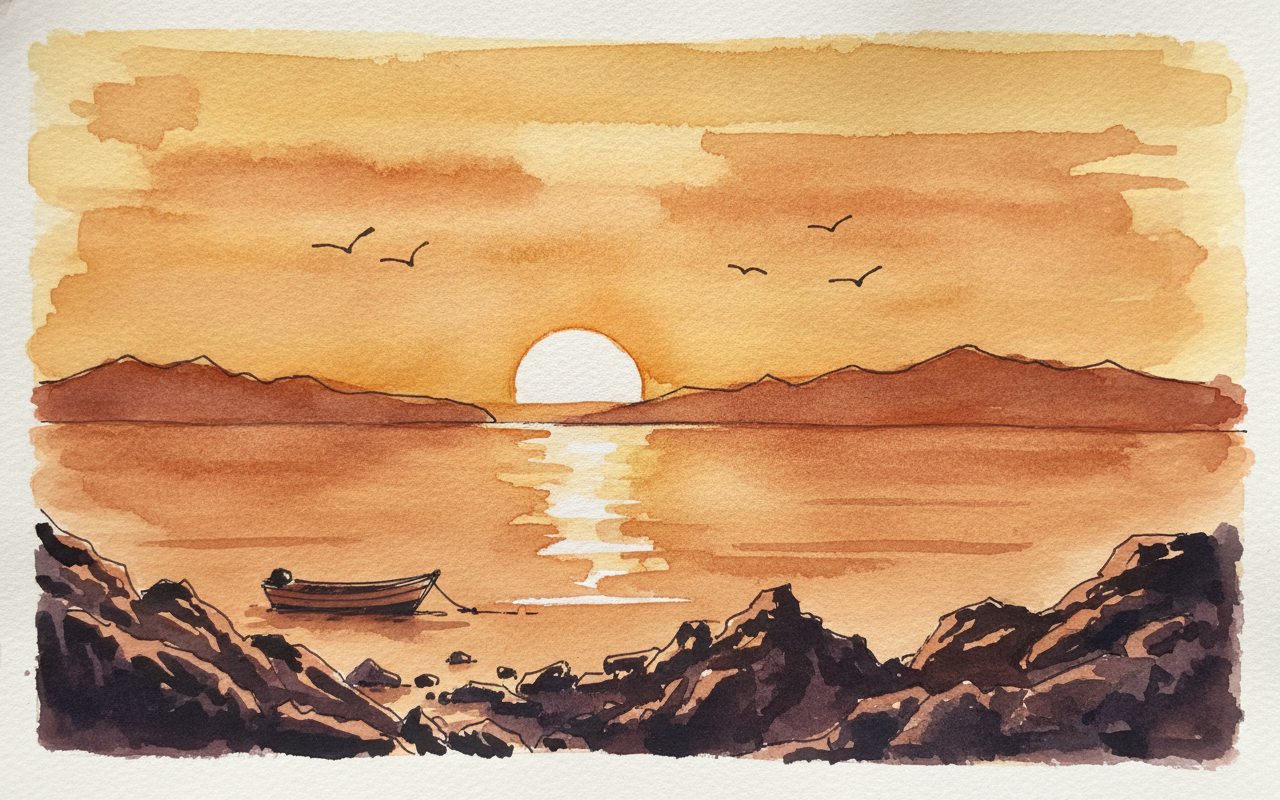 Sunset on the Sea of Cortez from Bahia Concepcion example 1