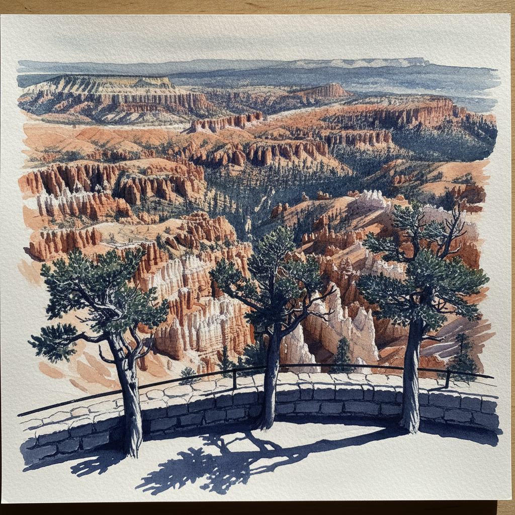 Panorama from Bryce Amphitheater Rim, Utah, USA example 2