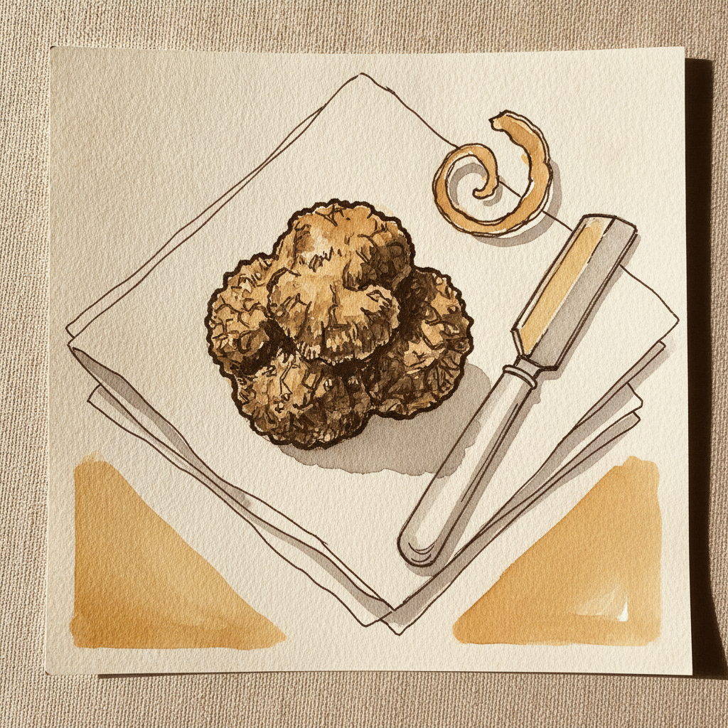 Black Truffle on White Napkin example 2
