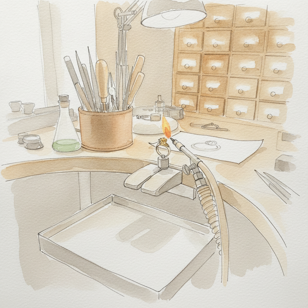 Jewelry studio with bench example 2