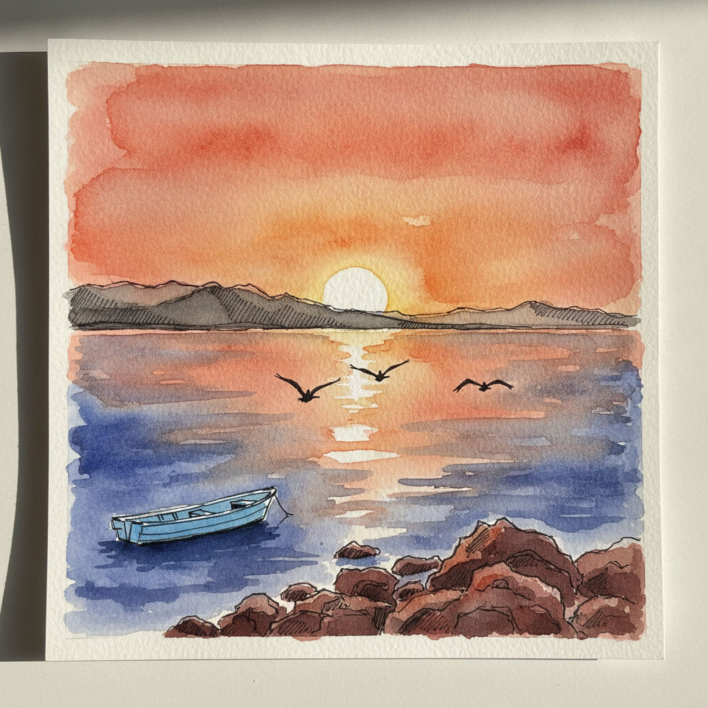 Sunset on the Sea of Cortez from Bahia Concepcion example 2