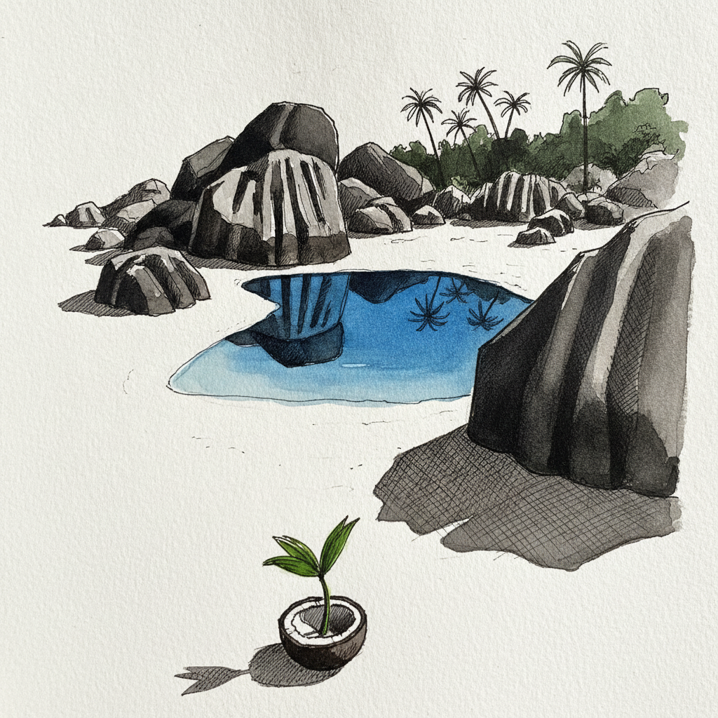 Tropical white sand at Anse Source d'Argent, La Digue example 2