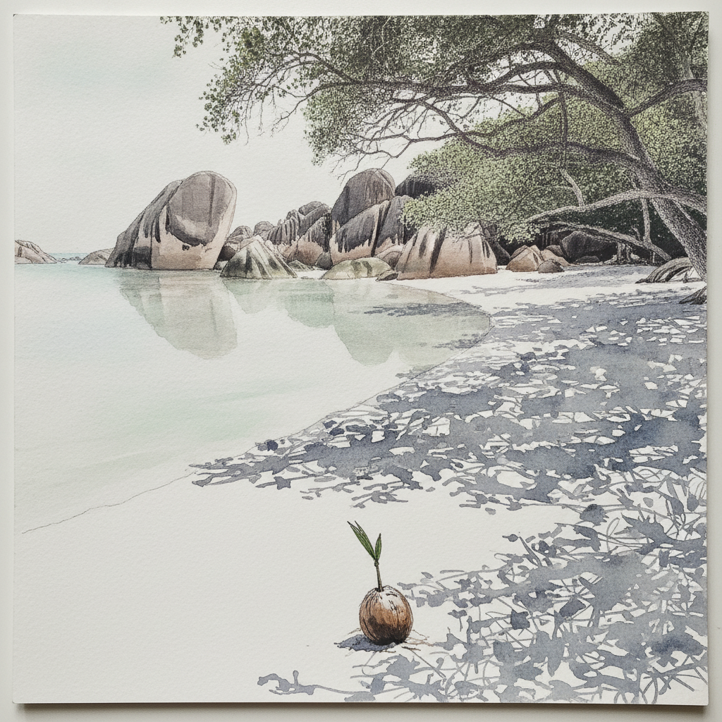Tropical white sand at Anse Source d'Argent, La Digue example 3