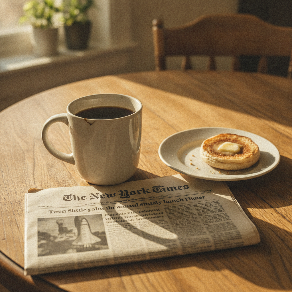 Morning Coffee and Folded Paper AI-generated photoreal reference