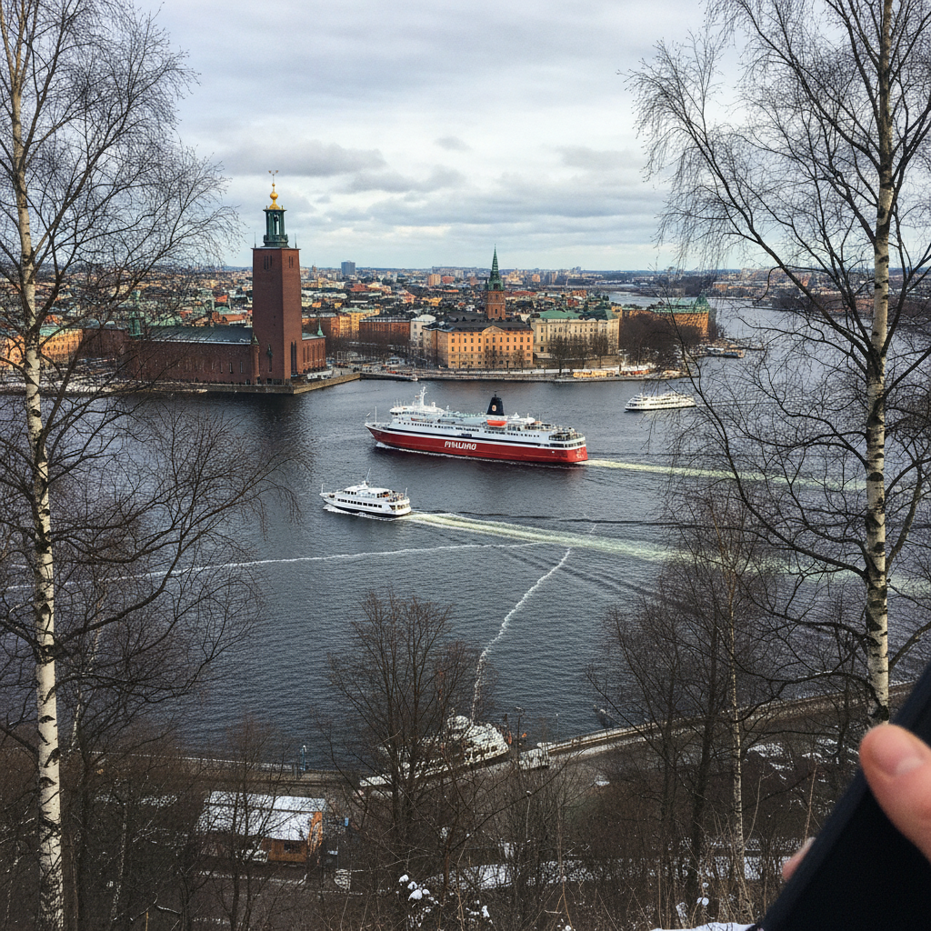 Stockholm from Sodermalm Heights AI-generated photoreal reference