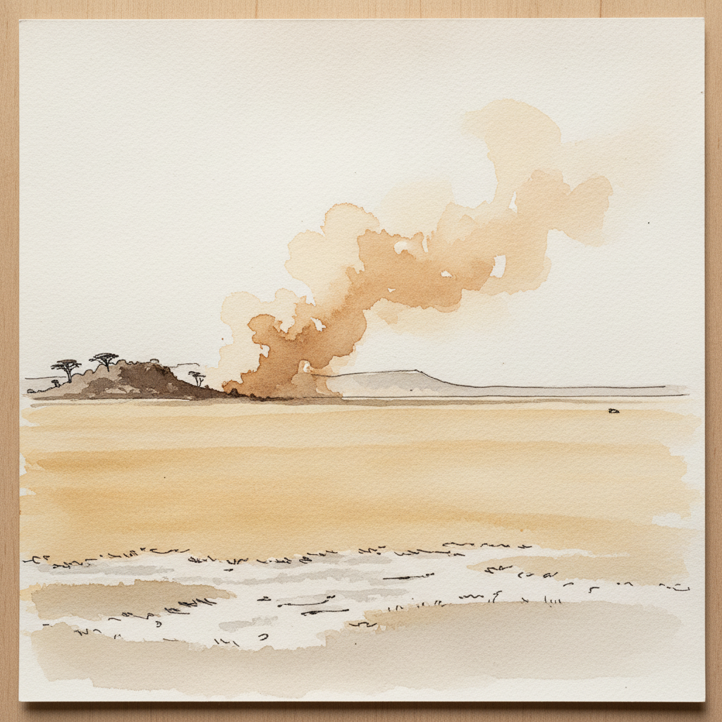 Serengeti dust trail at midday — short-grass plains south of Naabi Hill example 1