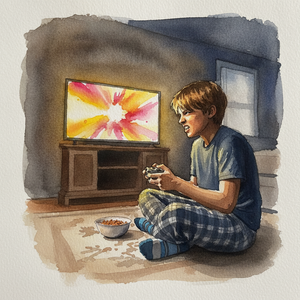 Kid playing video game example 2