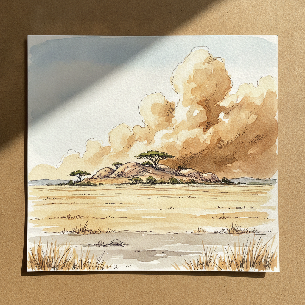 Serengeti dust trail at midday — short-grass plains south of Naabi Hill example 2