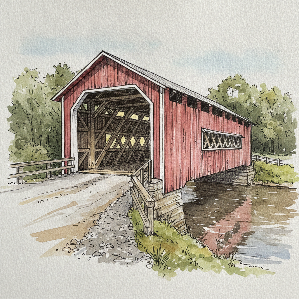 Roseman Bridge, Madison County, Iowa, USA example 2