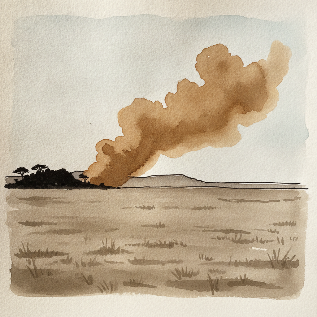 Serengeti dust trail at midday — short-grass plains south of Naabi Hill example 3