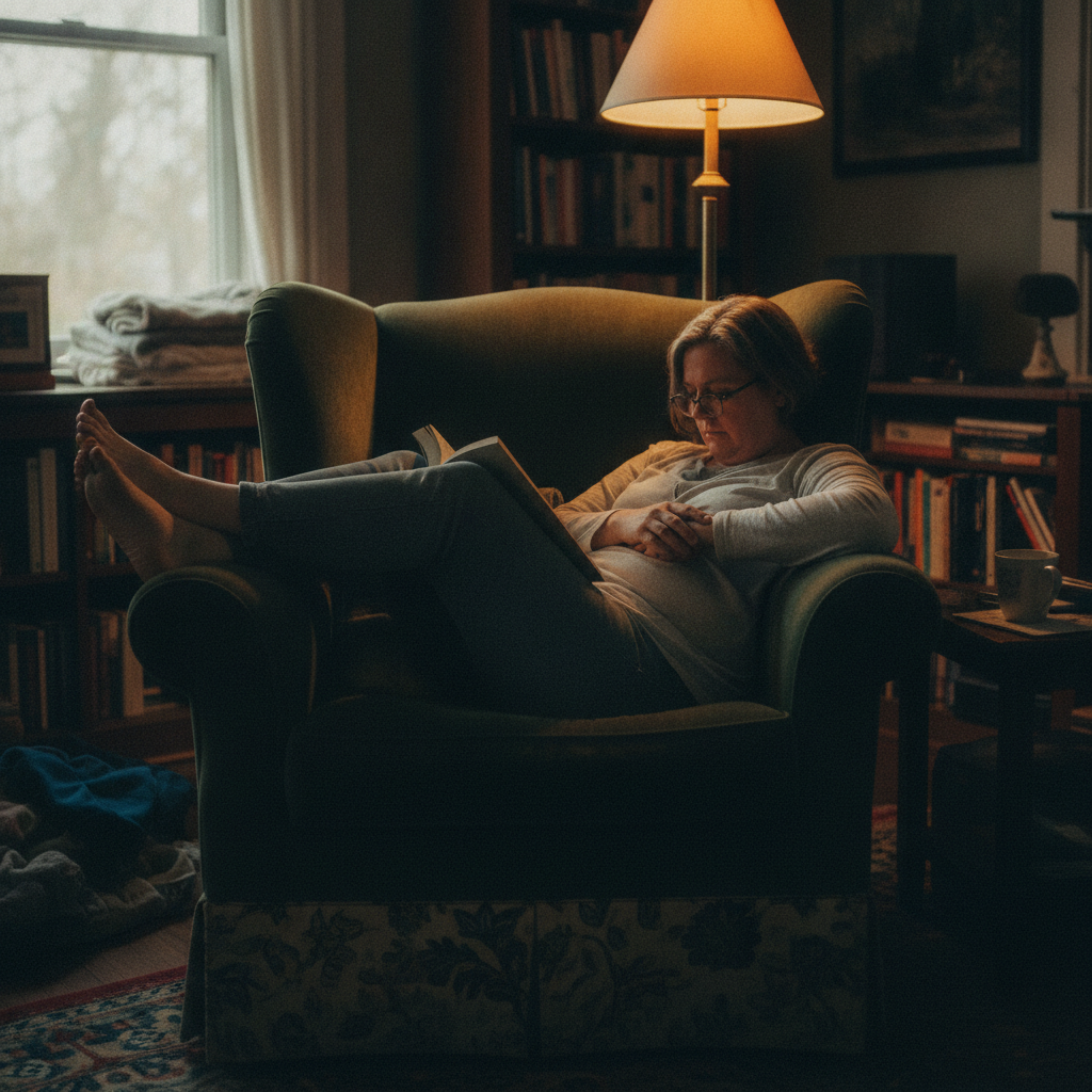 The reading slump AI-generated photoreal reference