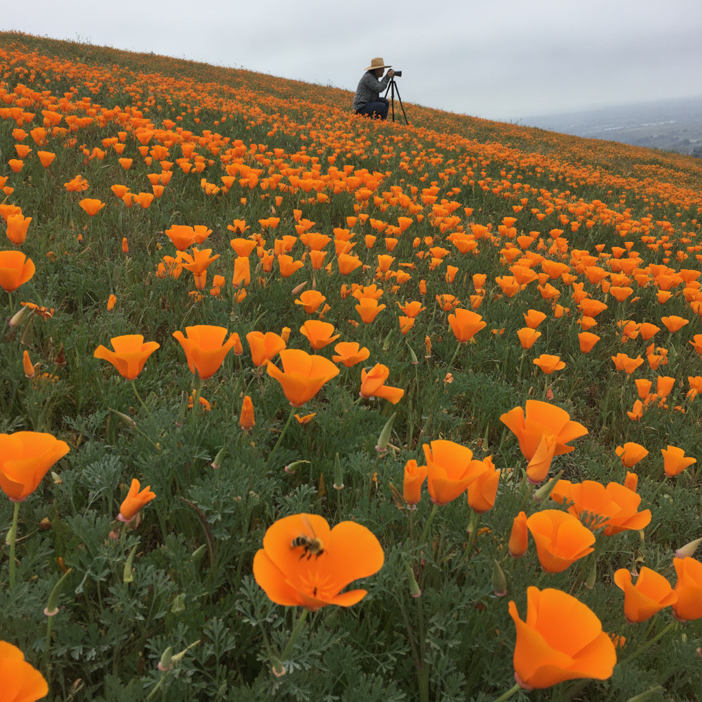 California poppy AI-generated photoreal reference