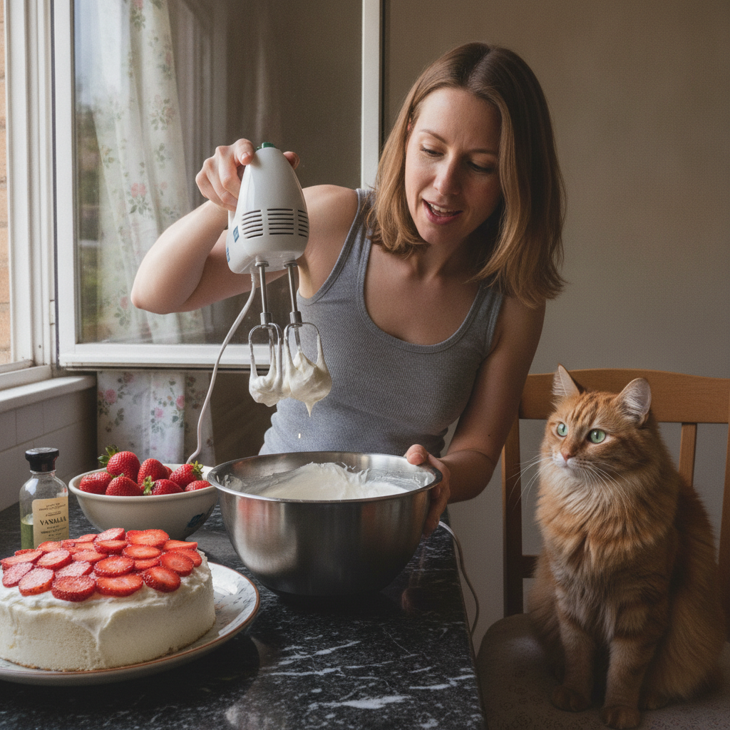 Whipped cream being whipped AI-generated photoreal reference