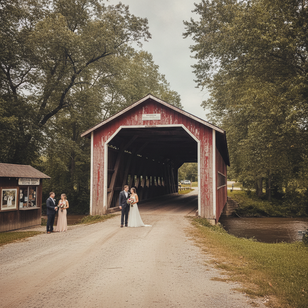 Roseman Bridge, Madison County, Iowa, USA AI-generated photoreal reference