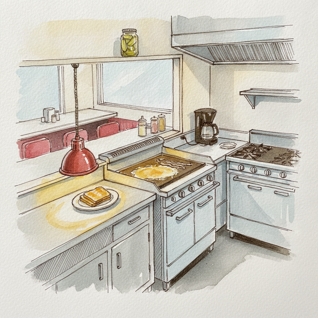 Vintage 1950s diner kitchen example 1