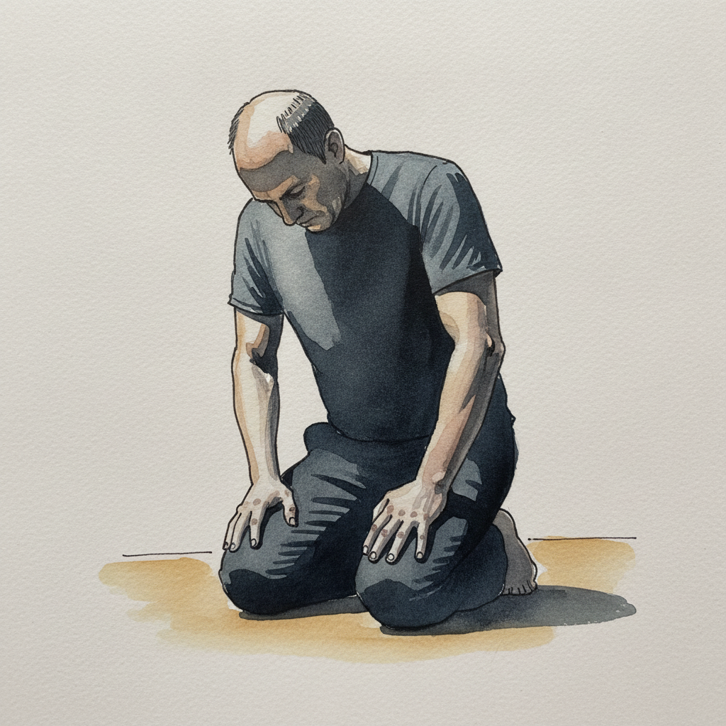 Kneeling on Toes, Looking Down example 1