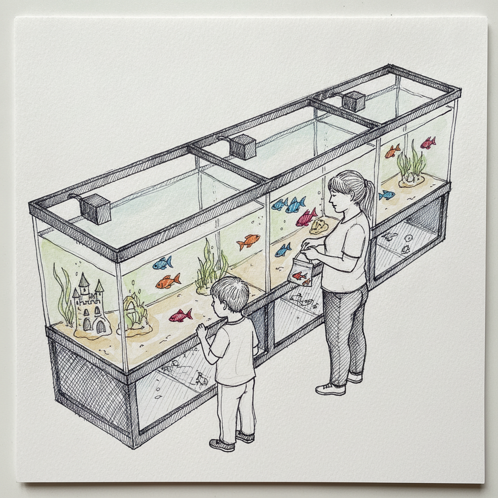Pet store with fish tanks example 1