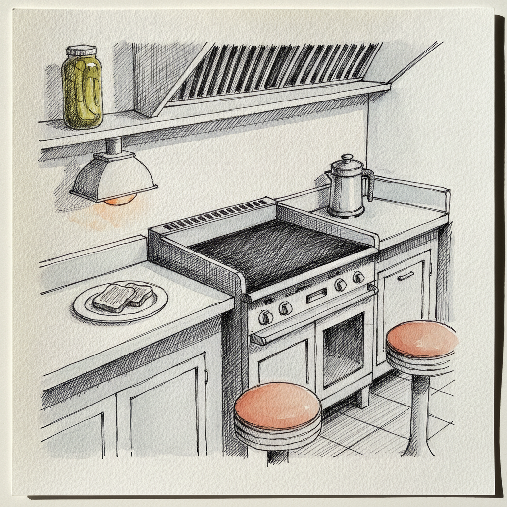 Vintage 1950s diner kitchen example 2