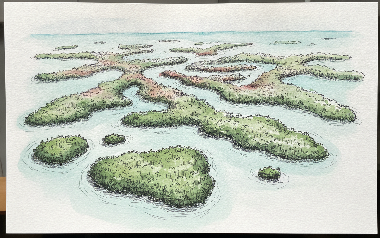 Florida Ten Thousand Islands aerial, Everglades National Park example 2