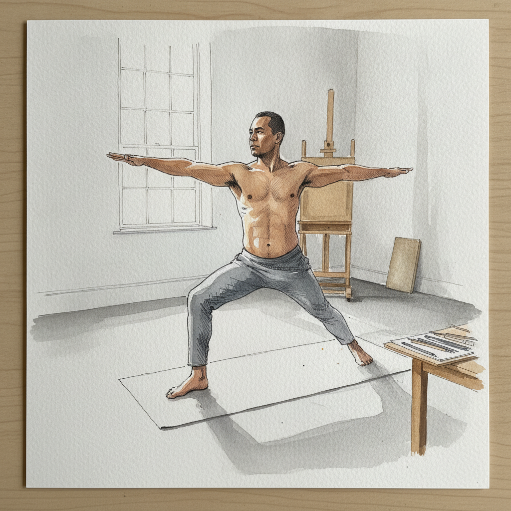 Warrior II, Pacific Islander man, 49 example 2
