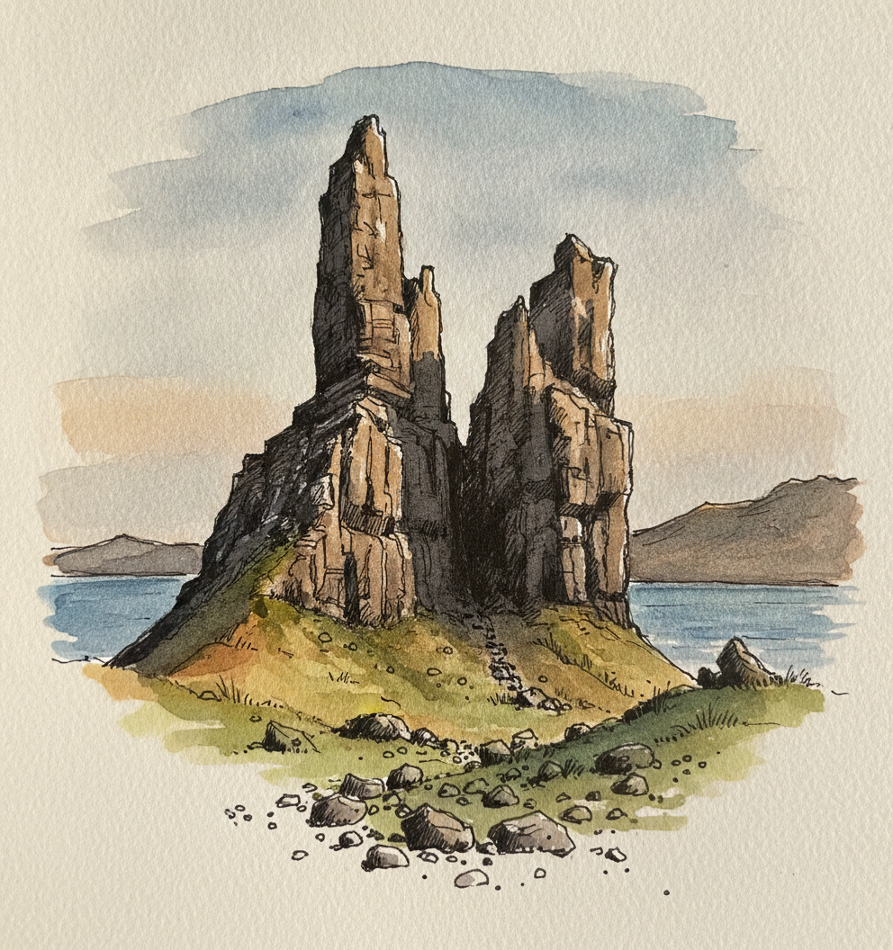 Old Man of Storr cliff face, Isle of Skye, Scotland example 2
