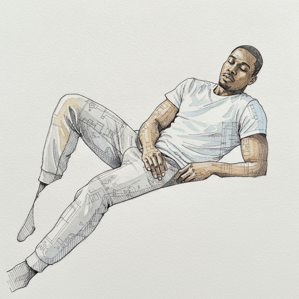 Mild side-lying with bent knees example 2