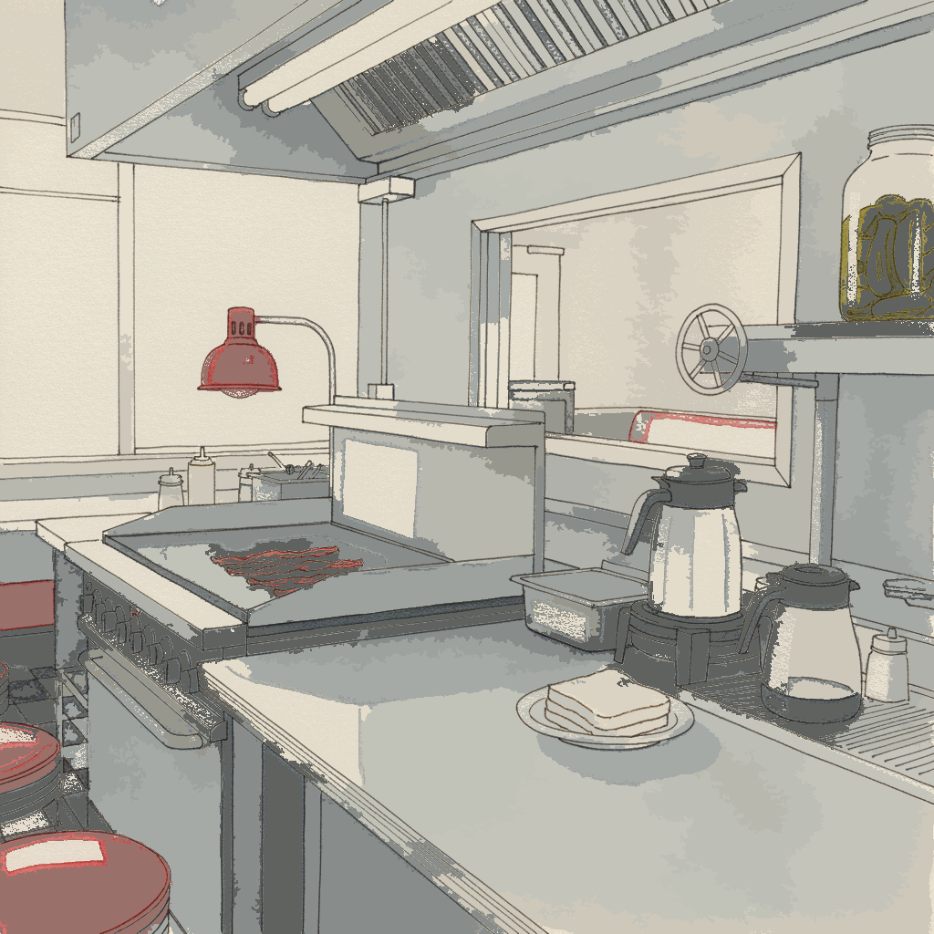 Vintage 1950s diner kitchen example 3