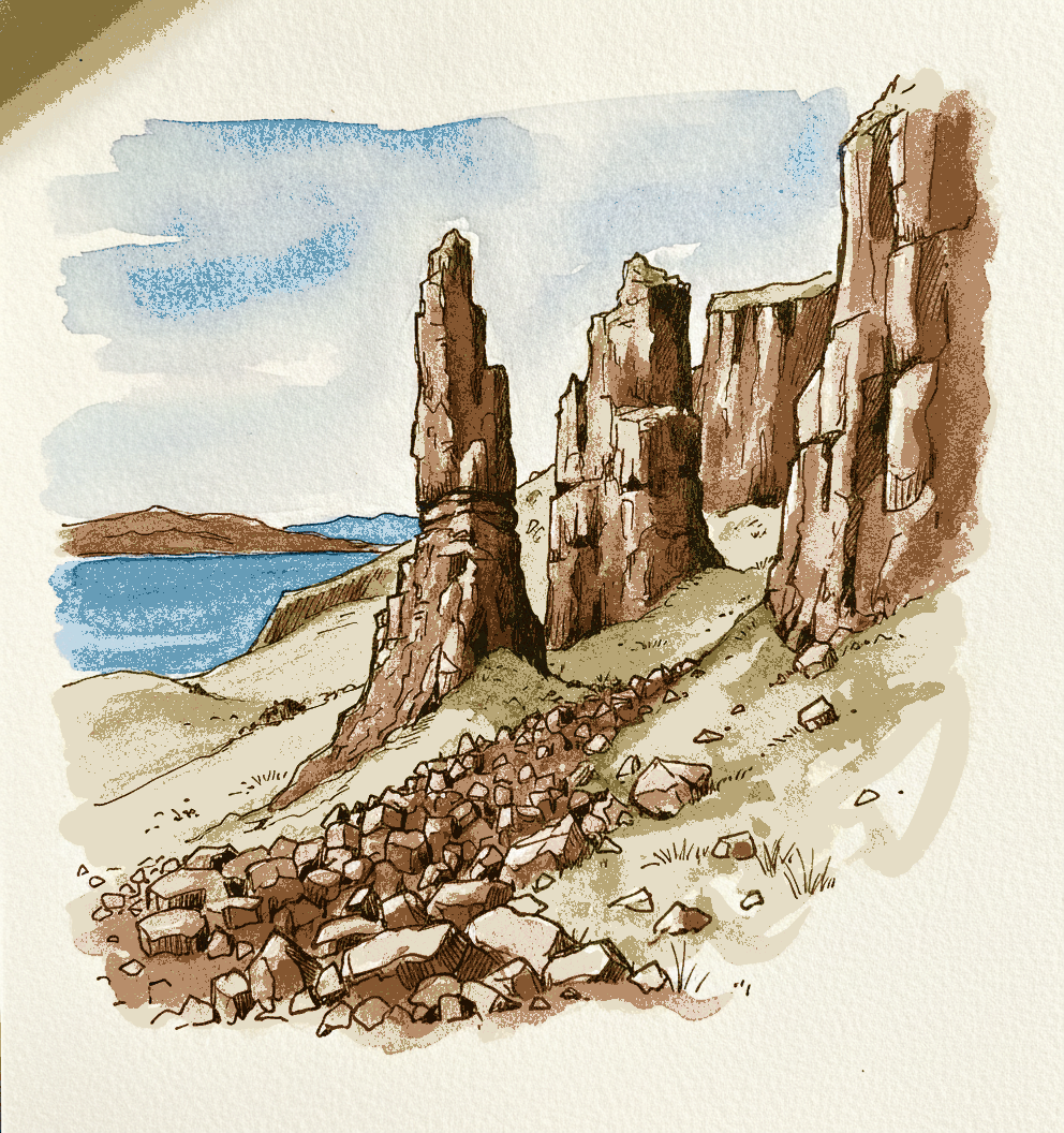 Old Man of Storr cliff face, Isle of Skye, Scotland example 3
