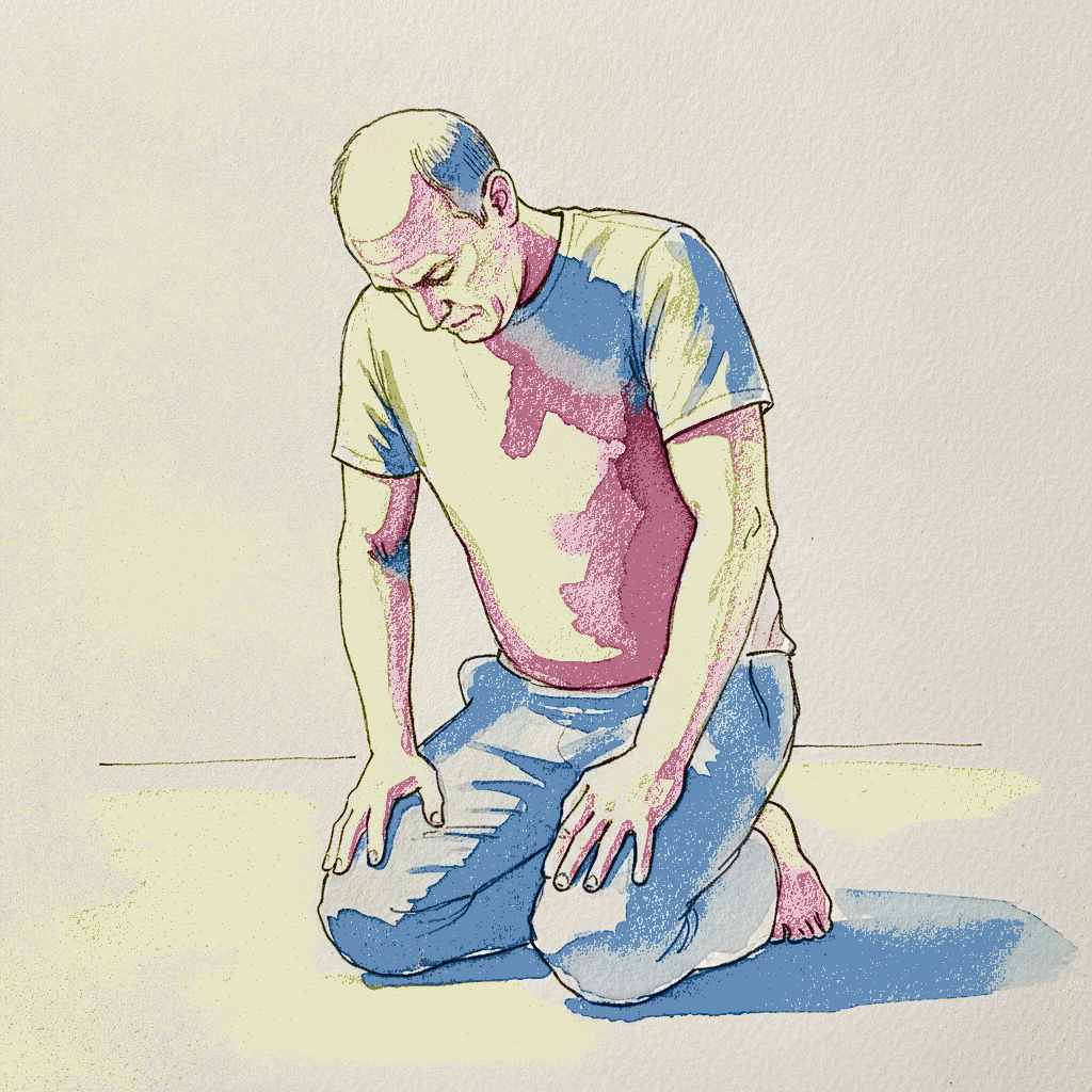 Kneeling on Toes, Looking Down example 3