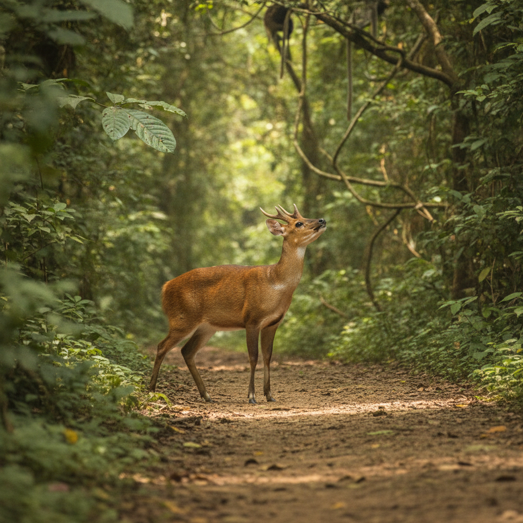 Indian muntjac AI-generated photoreal reference