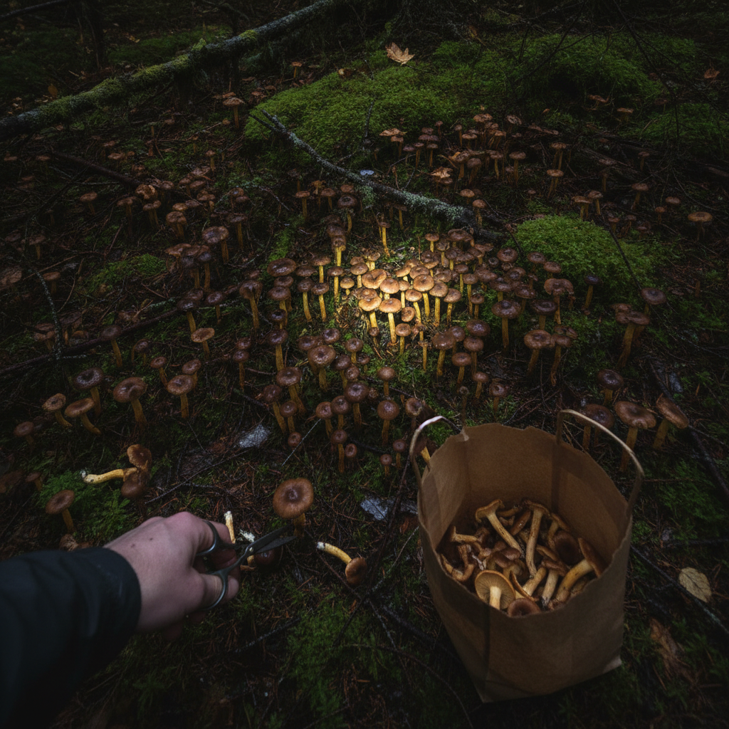 Yellowfoot chanterelle AI-generated photoreal reference