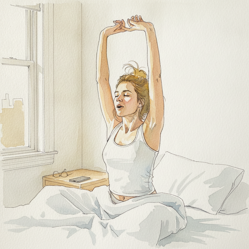 Person waking up stretching example 1