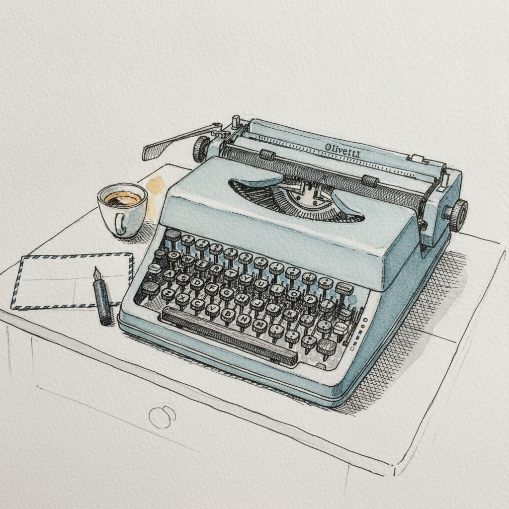 Olivetti Lettera 32 in robin's-egg blue example 1