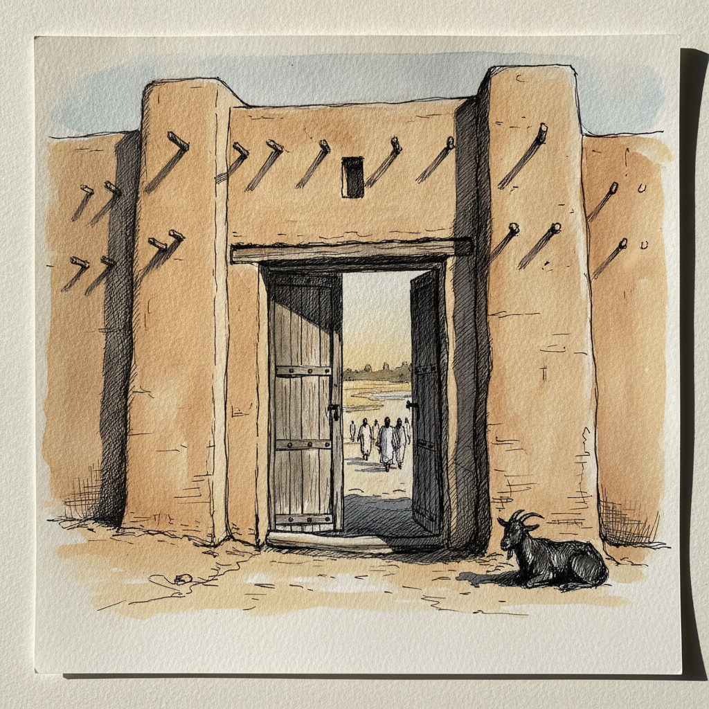 Mosque of Djenné, Mali — Mud Portal at Dusk example 1