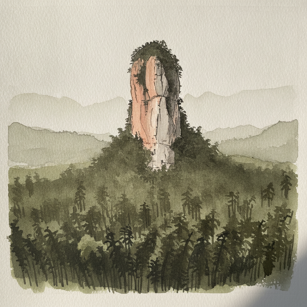 Sichuan limestone karst with bamboo skirt, Shunan example 1
