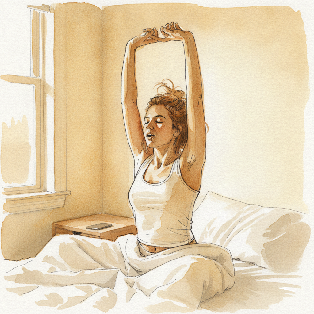 Person waking up stretching example 2