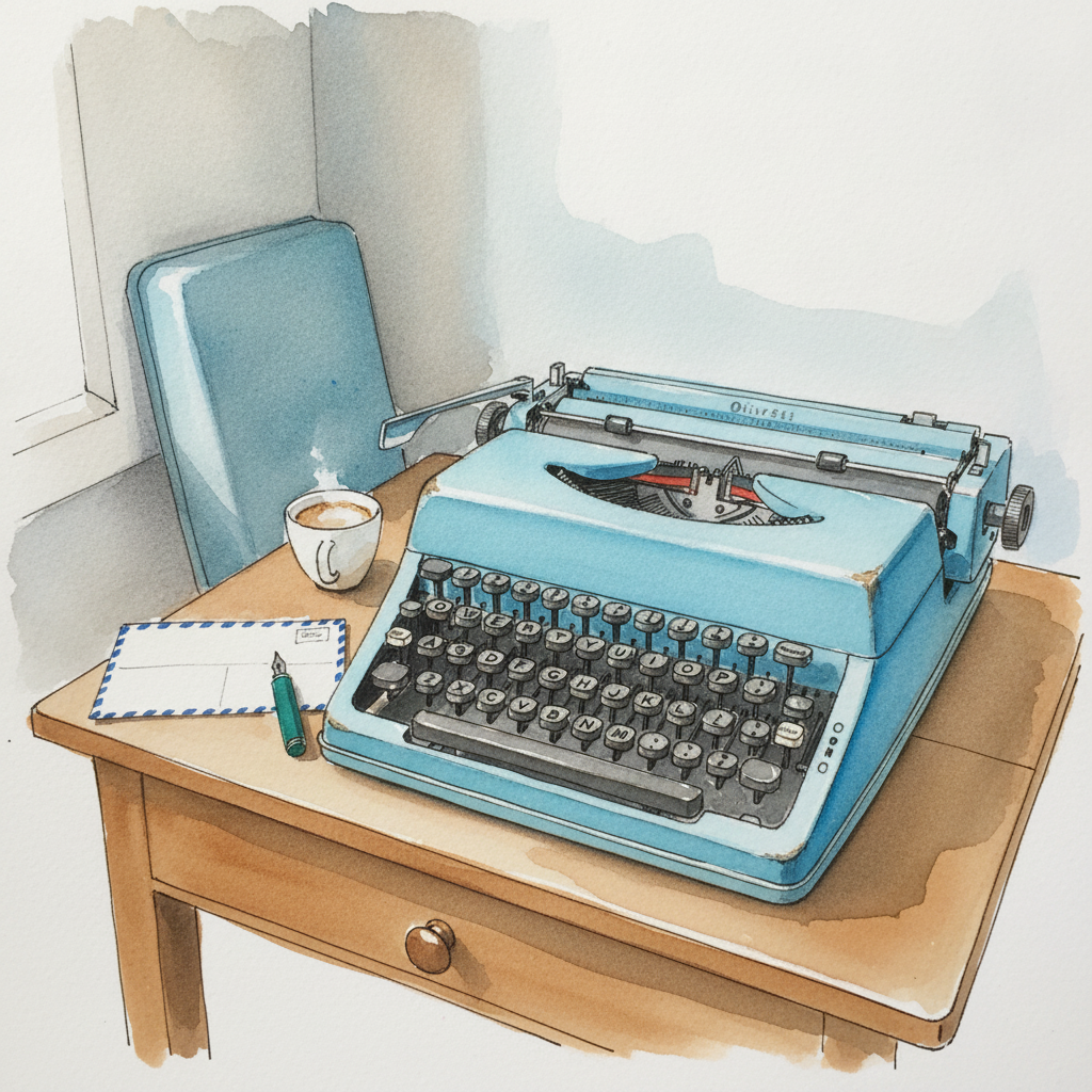 Olivetti Lettera 32 in robin's-egg blue example 2
