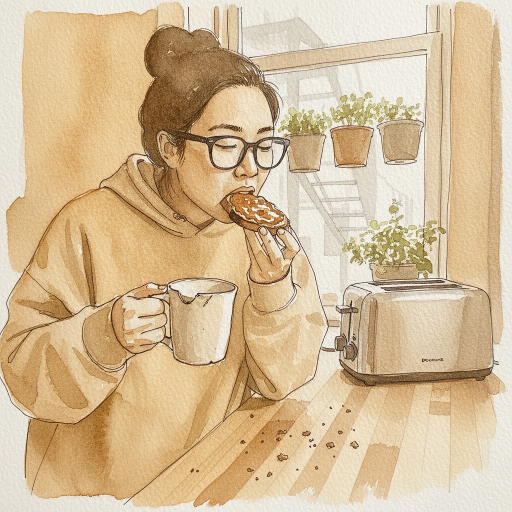Person eating toast example 2