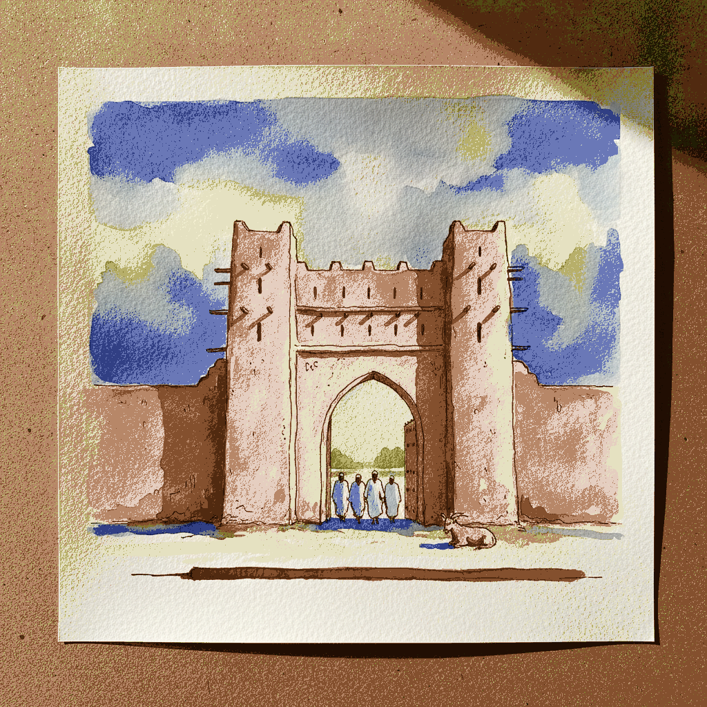 Mosque of Djenné, Mali — Mud Portal at Dusk example 3