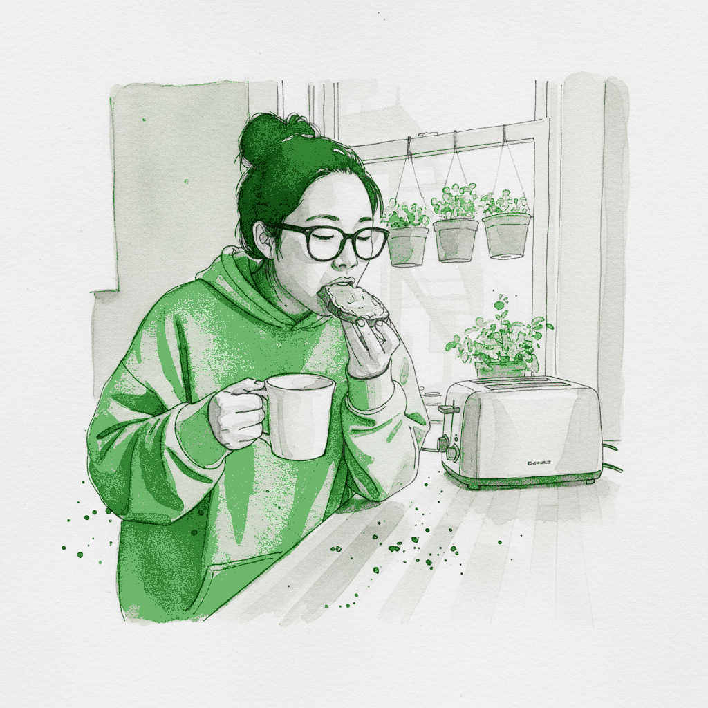 Person eating toast example 3