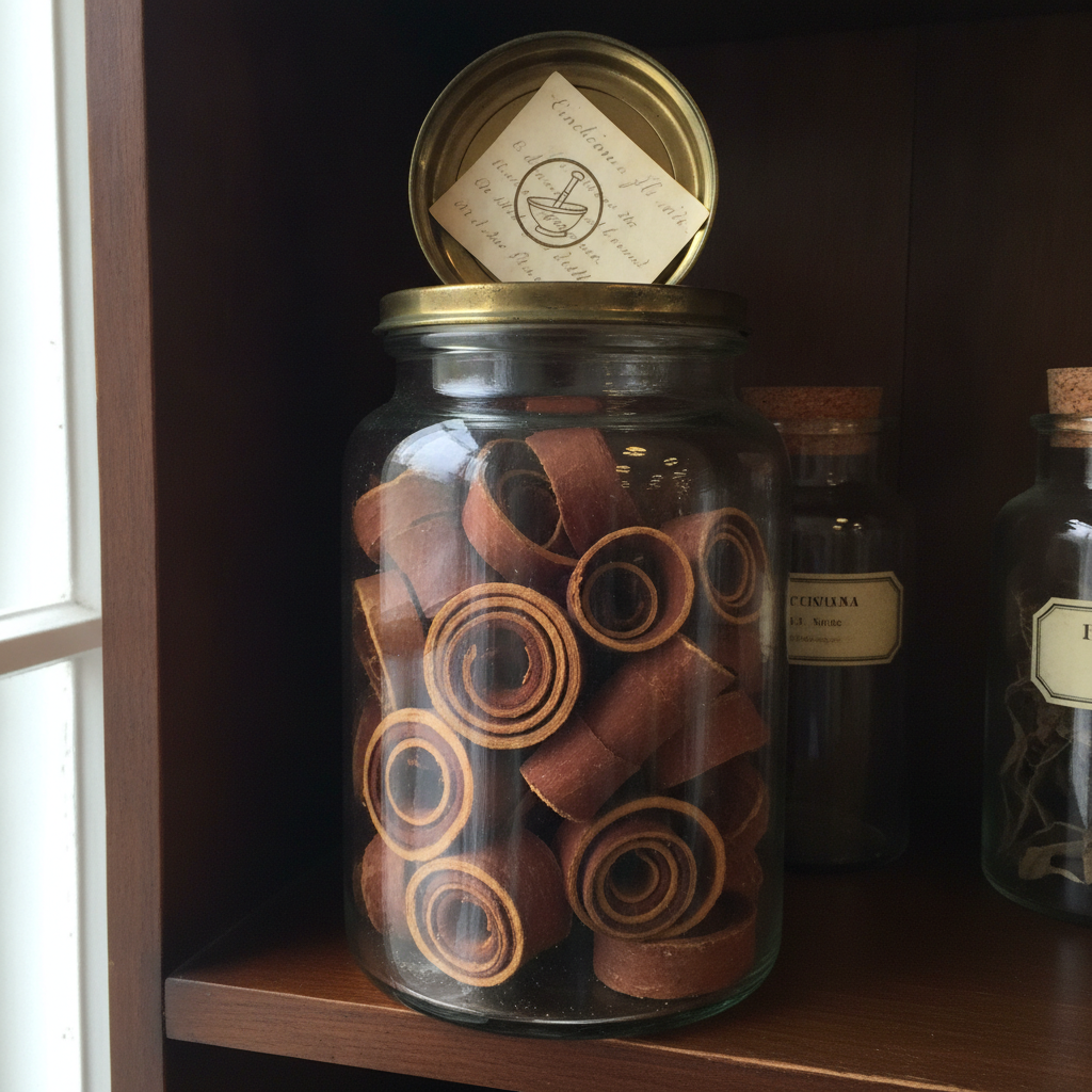 Display Jar of Cinchona Bark AI-generated photoreal reference