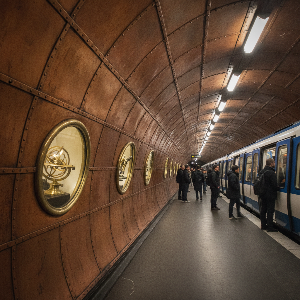 Arts et Métiers Station Line 11, Paris Métro, France AI-generated photoreal reference