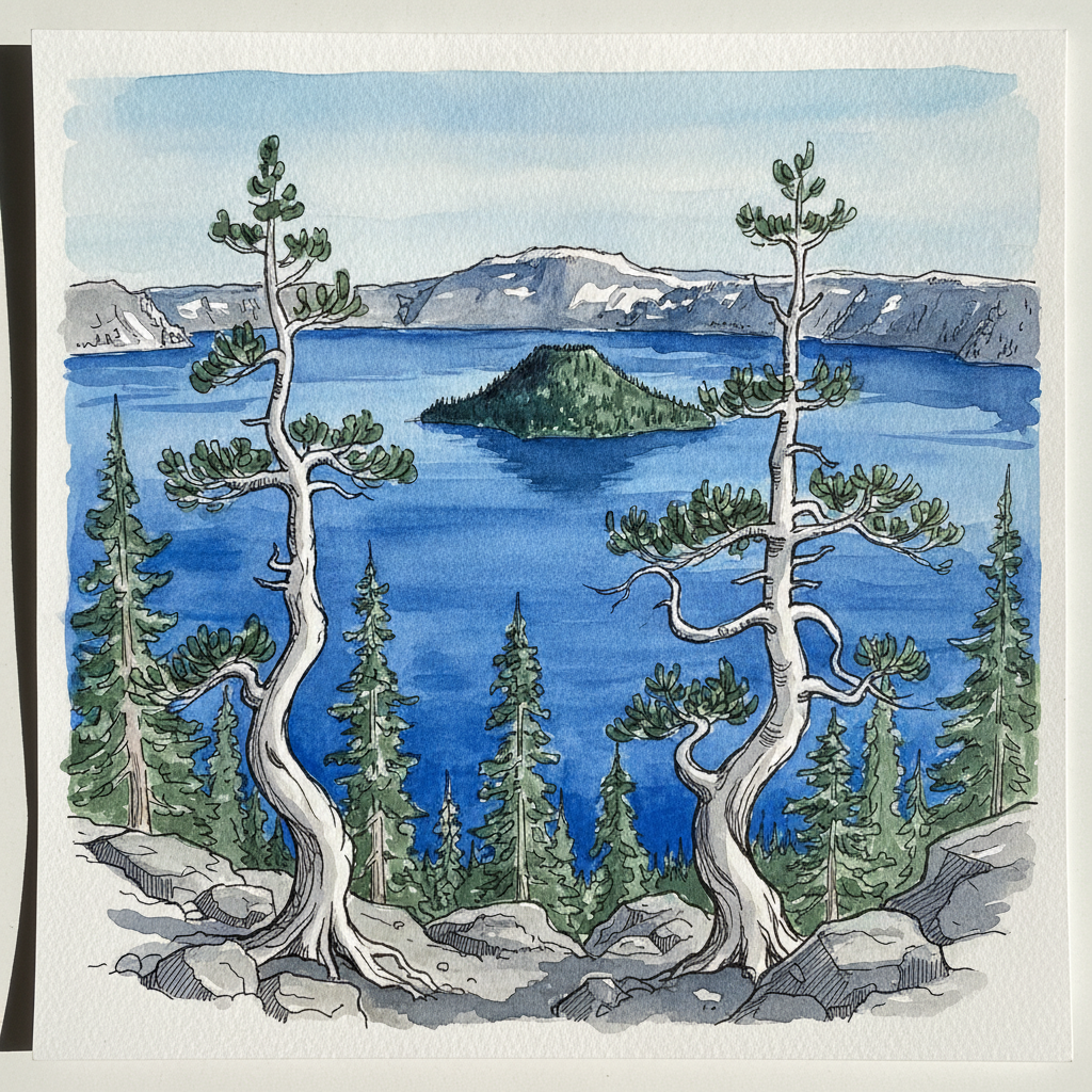 Crater Lake from Watchman Overlook, Oregon example 1