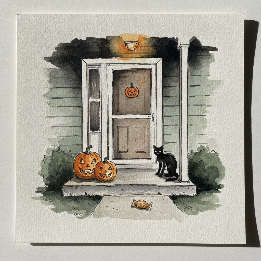 Vinyl-sided suburb, Halloween night example 1