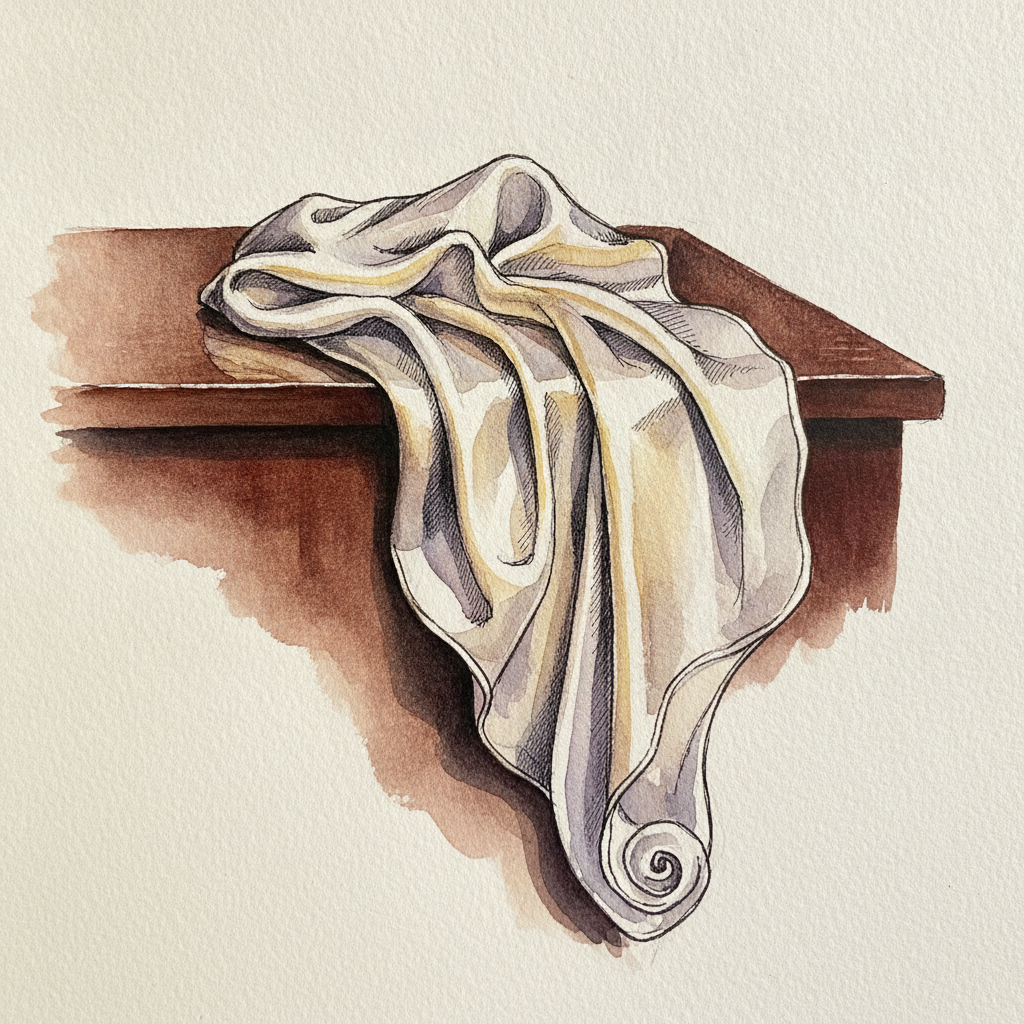 Silk handkerchief on a polished table example 1