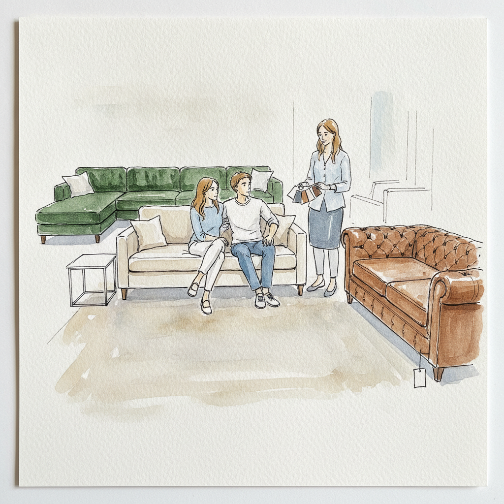 Furniture store with sofas example 1