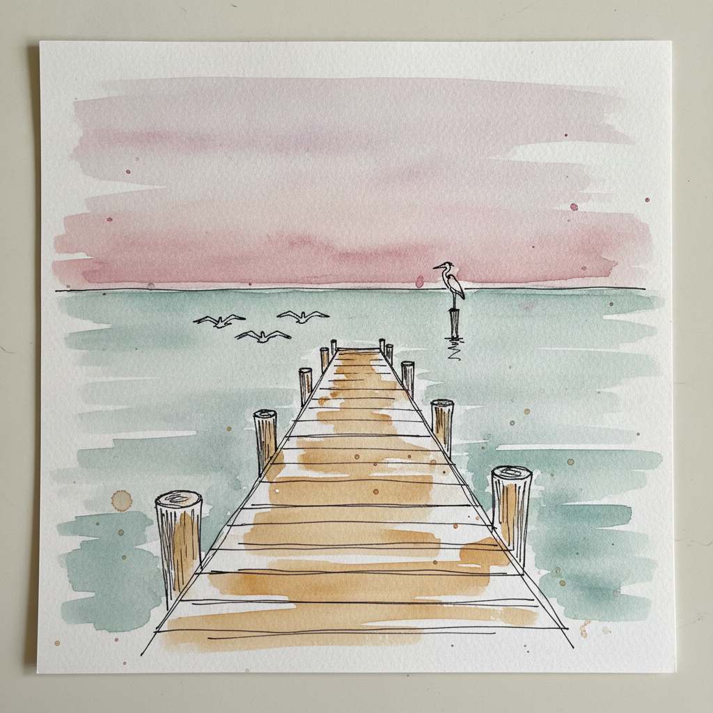 Gulf of Mexico dusk from a Florida Panhandle pier example 1