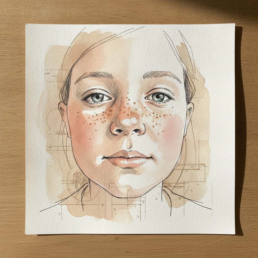 Button Nose Child, White Girl 7 Years example 2