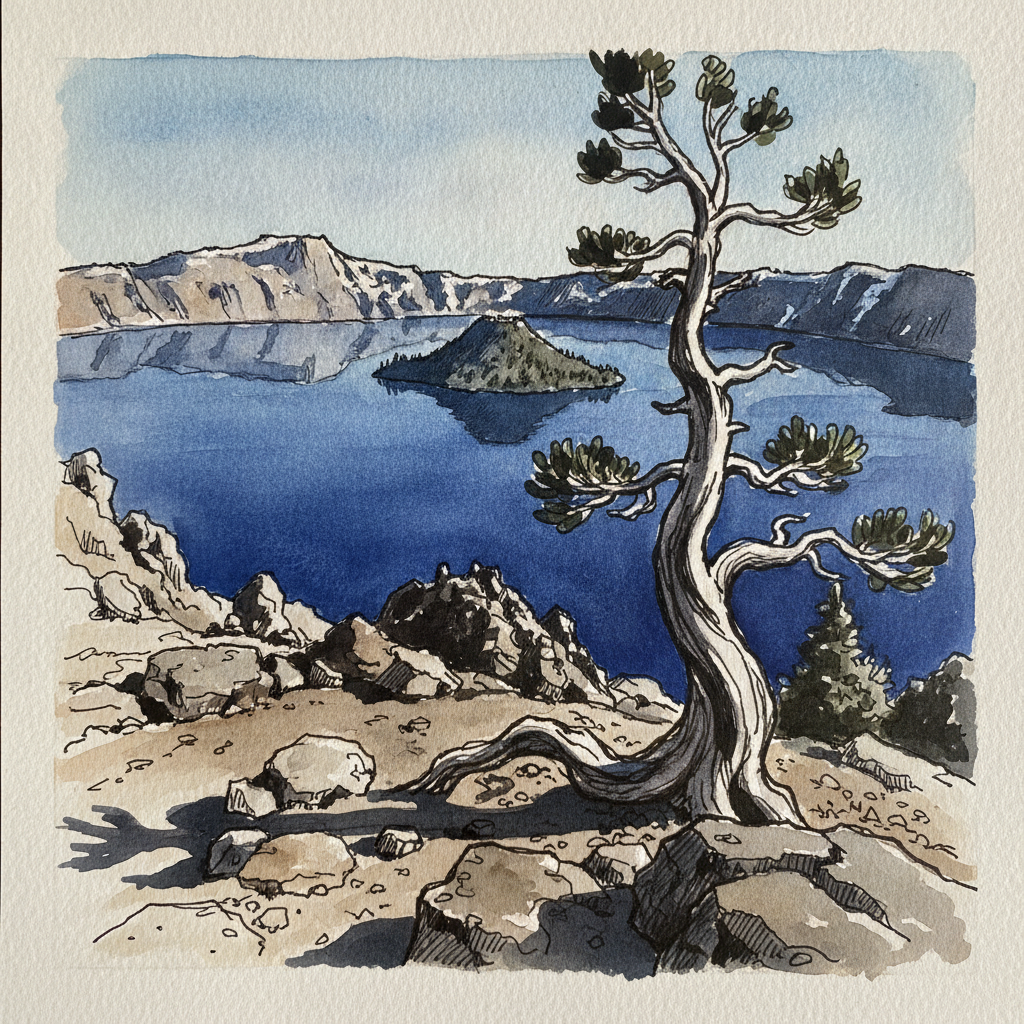 Crater Lake from Watchman Overlook, Oregon example 2