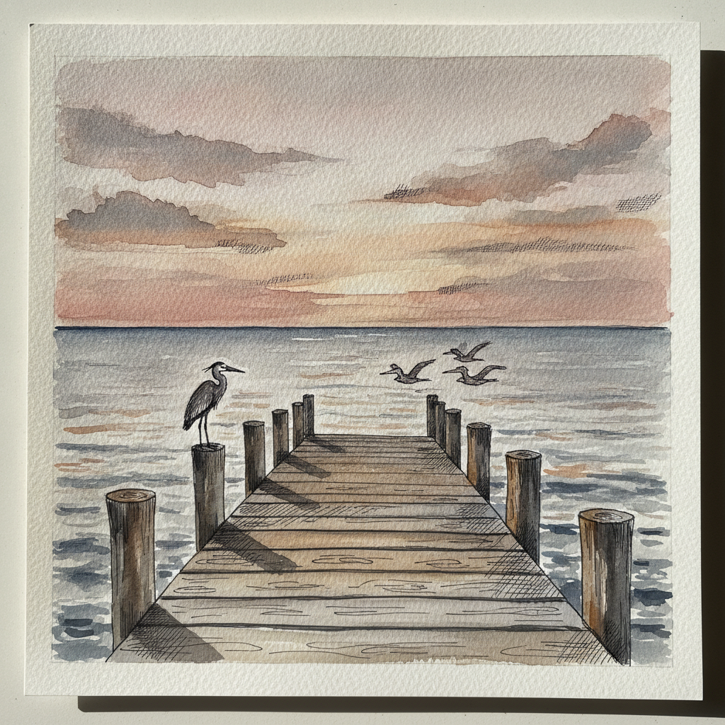 Gulf of Mexico dusk from a Florida Panhandle pier example 2